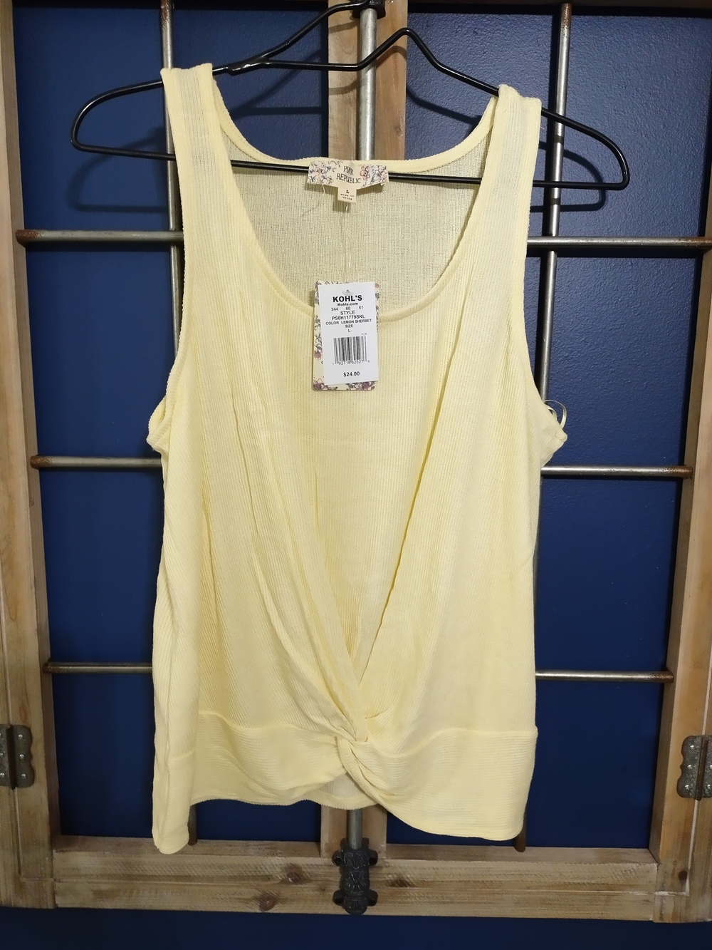 Pink Republic Pale Yellow Twist Front Tank Top